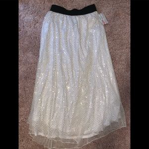 Lularoe white gold black Lucy maxi skirt small